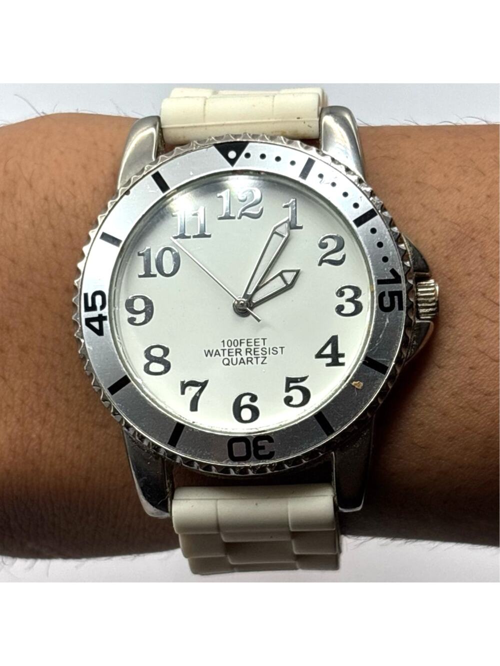 Silver & White Men's Watch